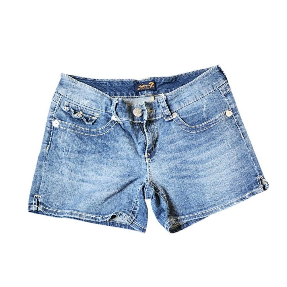 Seven 7 Denim Summer Shorts Pockets Womens Size 10 Blue